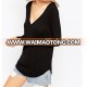 Loose fitted Sexy fashion woman deep v neck blouse in long sleeves design