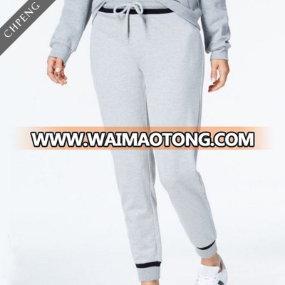 Women high elegant pattern jogging long straight leg pants with ankle banded elastic waist sweat pants