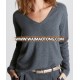 High Quality Women's Crossover V-neckline lightweight knit cashmere sweater (BKNL07)