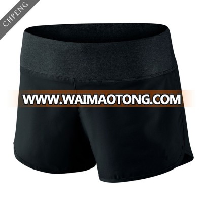 wholesale women wicks sweat mesh lining spandex running satin shiny compression shorts